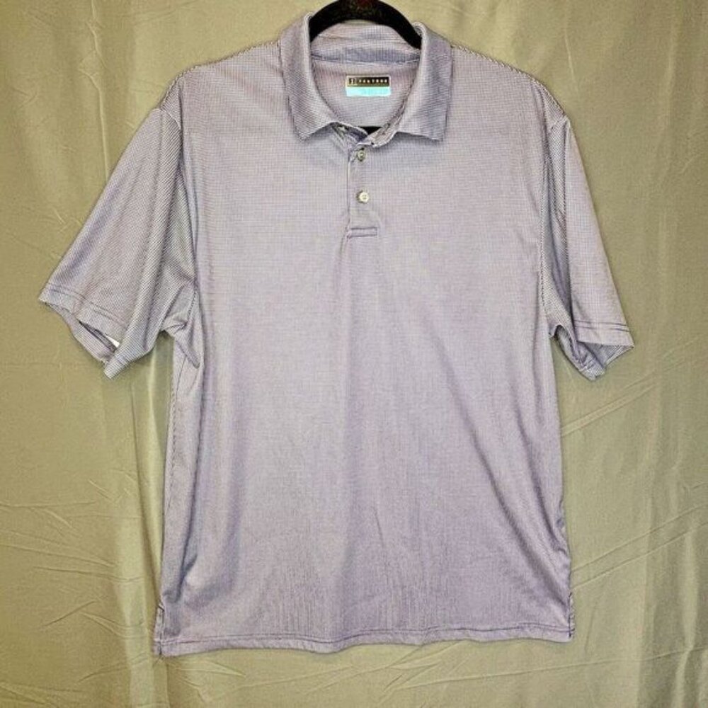 PGA Tour-Golf Polo Shirt Men's  3 Button Collar Blue Short Sleeve Casual Large